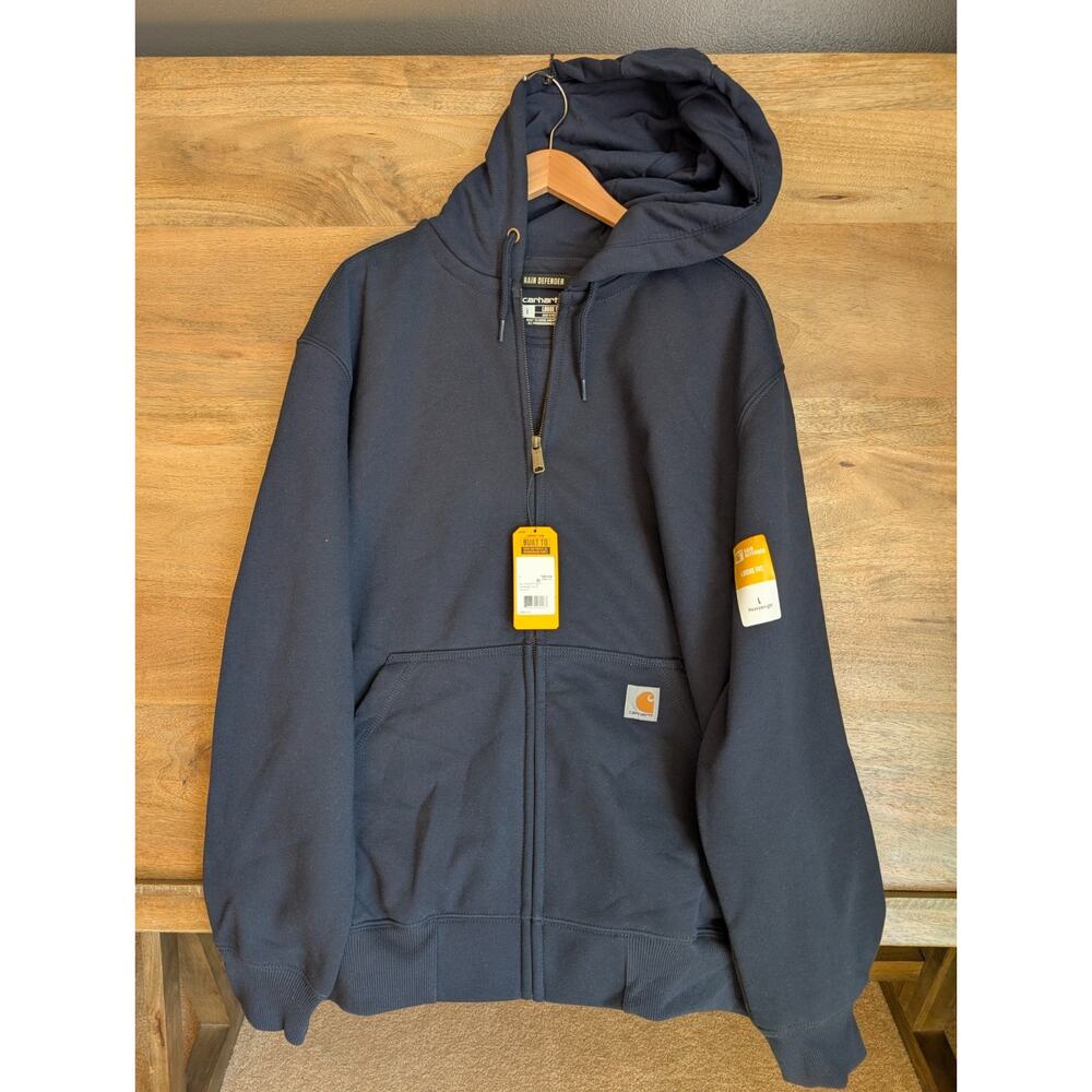 Carhartt FR Hoodie Men Large Navy Loose Fit Long Sleeve Heavyweight Full Zip NWT